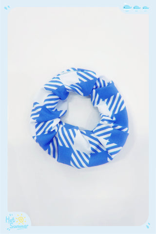 Blue Checkered Hair Scrunchie