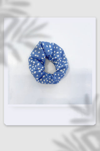 Dotted Blue Hair Scrunchie